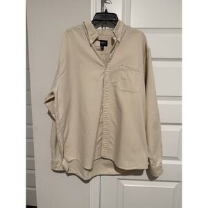 Eddie Bauer Heavy Cotton 100% Baumwolle 1 Pocket Button Up Beige Men's  XL